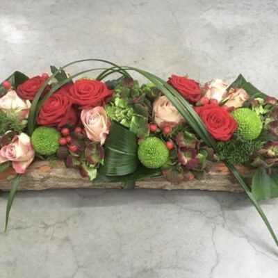 Bloemstuk-houten-schijf